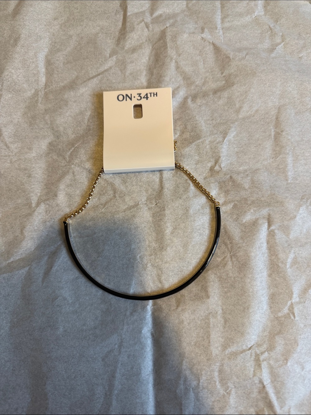 ON-34TH Black and Gold Tubular Choker Necklace
